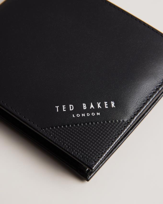 Portefeuille Ted Baker Embossed Corner Leather Bifold Coin Noir Homme | XVX-95176175